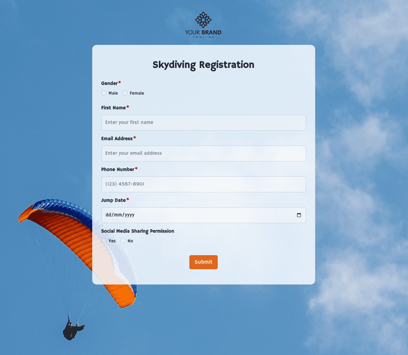 Skydiving Registration Form